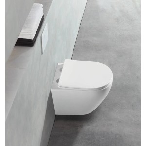 Wand-WC spülrandlos mit SoftClose Sitz von Glasdeals, modernes Design in Weiß.