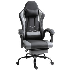 Ergonomischer Gaming Stuhl von Vinsetto, schwarz-grau, höhenverstellbar mit Liegefunktion.