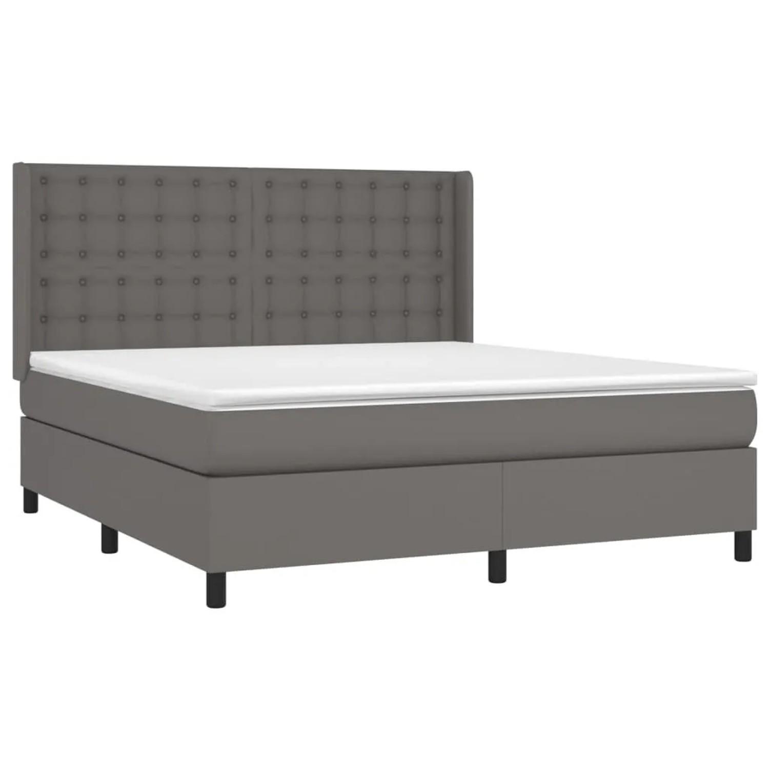vidaXL Boxspringbett mit Matratze & LED Grau 160x200 cm Kunstleder 3139395 günstig online kaufen