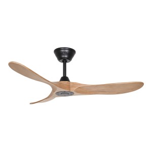 CASAFAN Deckenventilator Eco Genuino, mattschwarz mit Eiche-Flügeln, 122 cm Durchmesser.