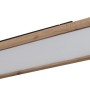 Rechteckige LED-Deckenleuchte Cinderella in Weiß matt mit Holzoptik-Rahmen.