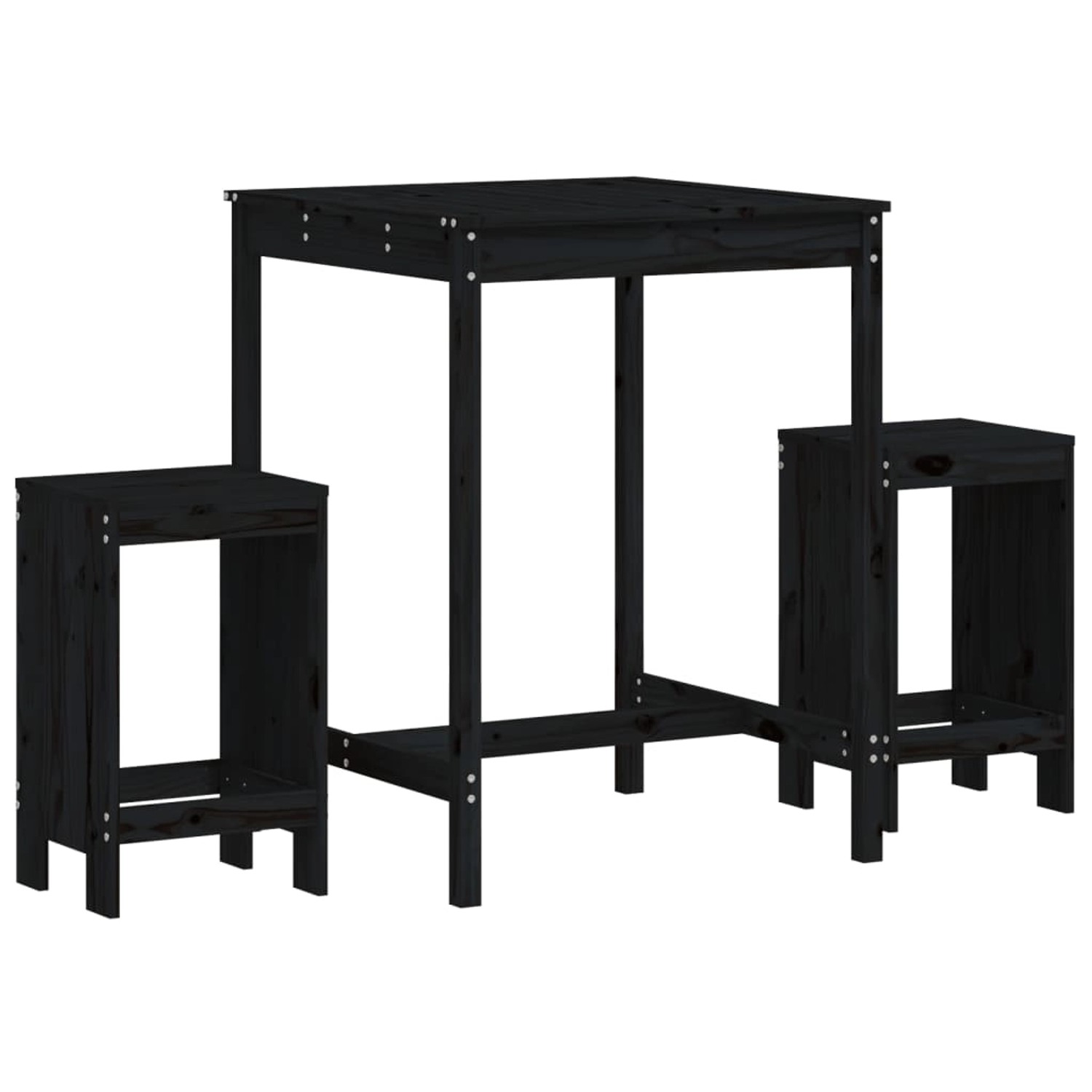 vidaXL 3-tlg Gartenbar-Set Schwarz Massivholz Kiefer Modell 2