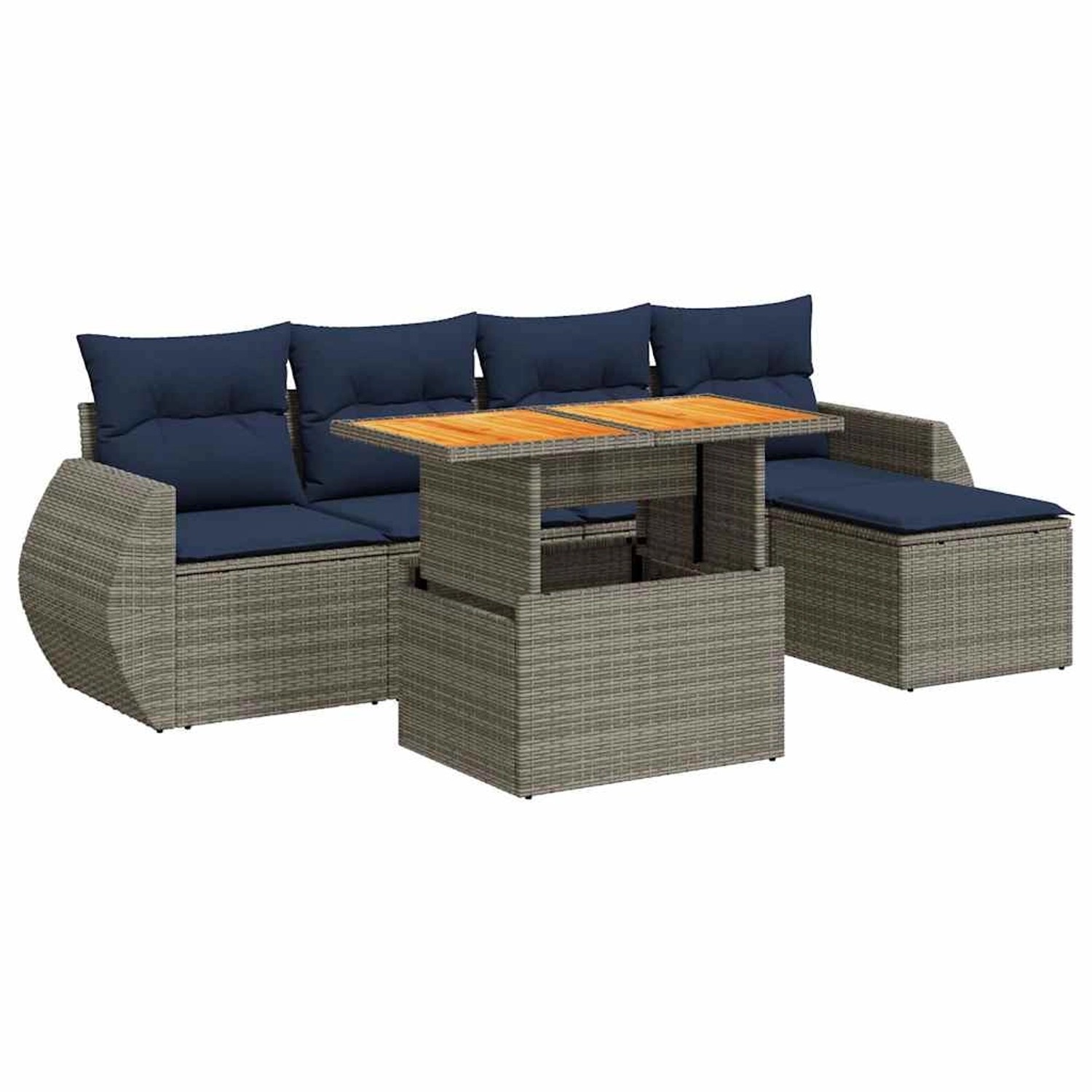 vidaXL 6-Tlg Garten-Sofagarnitur mit Kissen Grau Poly Rattan 3327253 günstig online kaufen