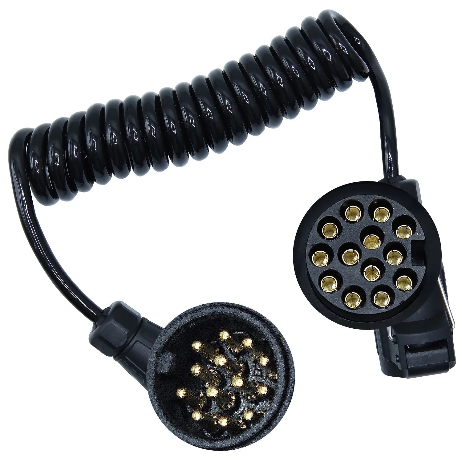 CCLIFE 3,0m 13-polig Adapter Spiralkabel Anhängerkabel für Anhänger Caravan Wohnwagen PKW