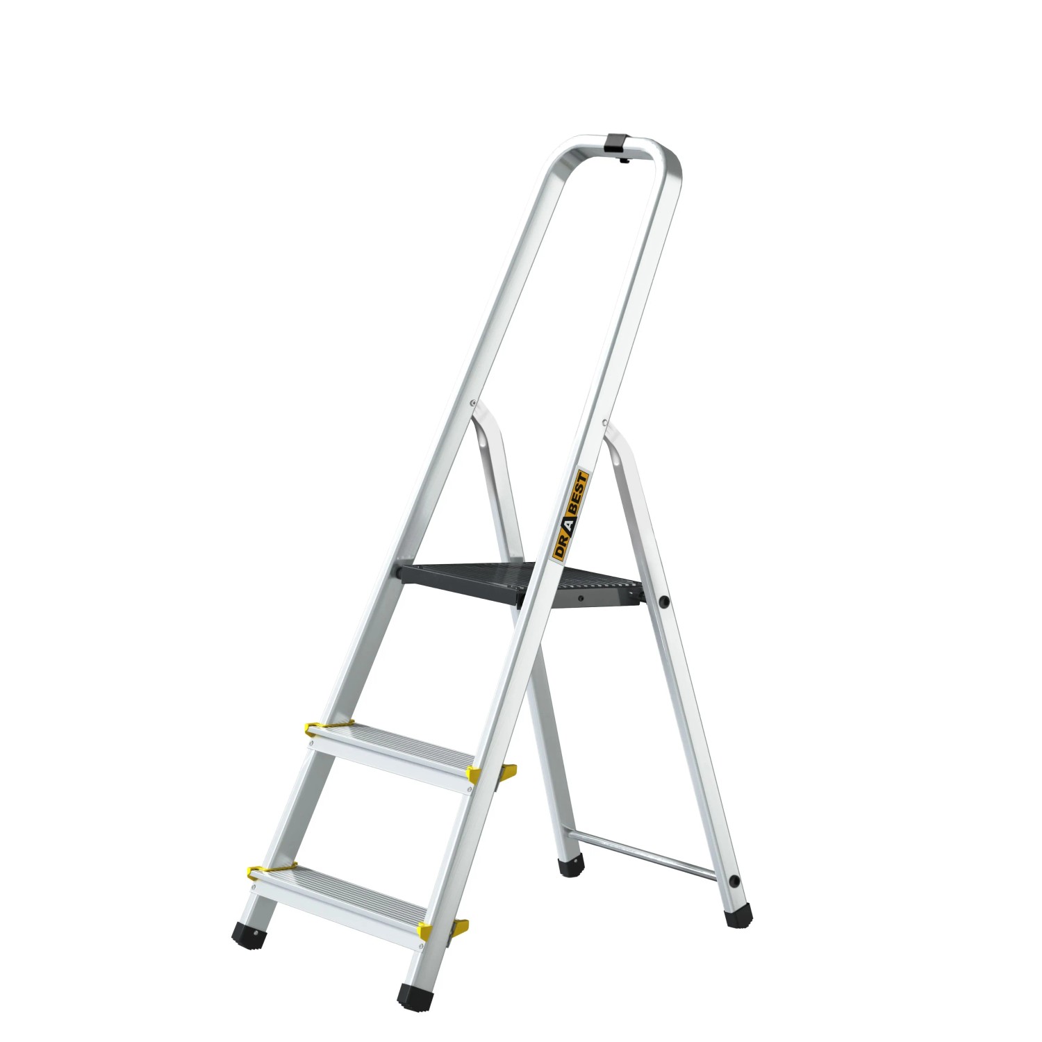 DRABEST Aluminiumleiter PRO 3 Stufen Mit Haken Bis 150 KG