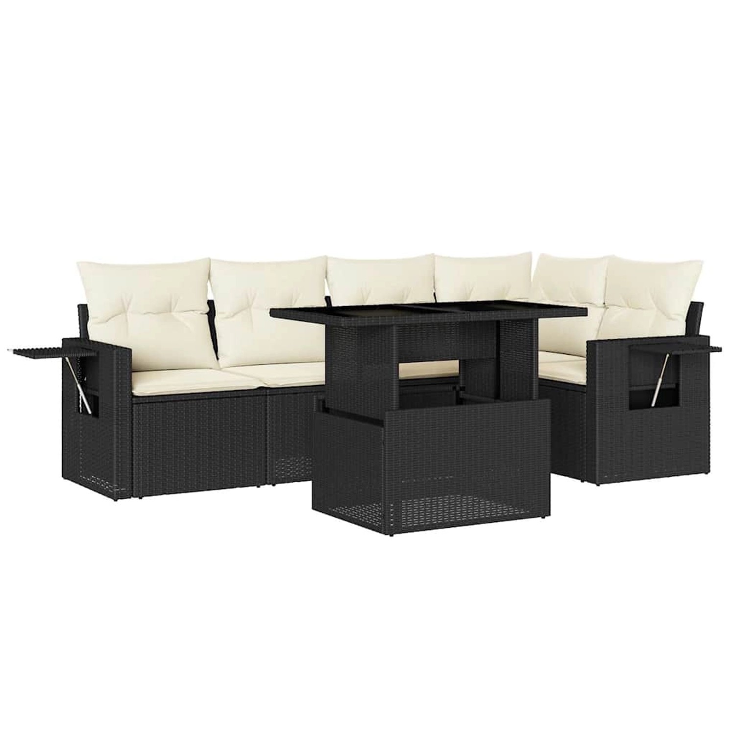 vidaXL 6-Tlg Garten-Sofagarnitur mit Kissen Schwarz Poly Rattan 3267886 günstig online kaufen