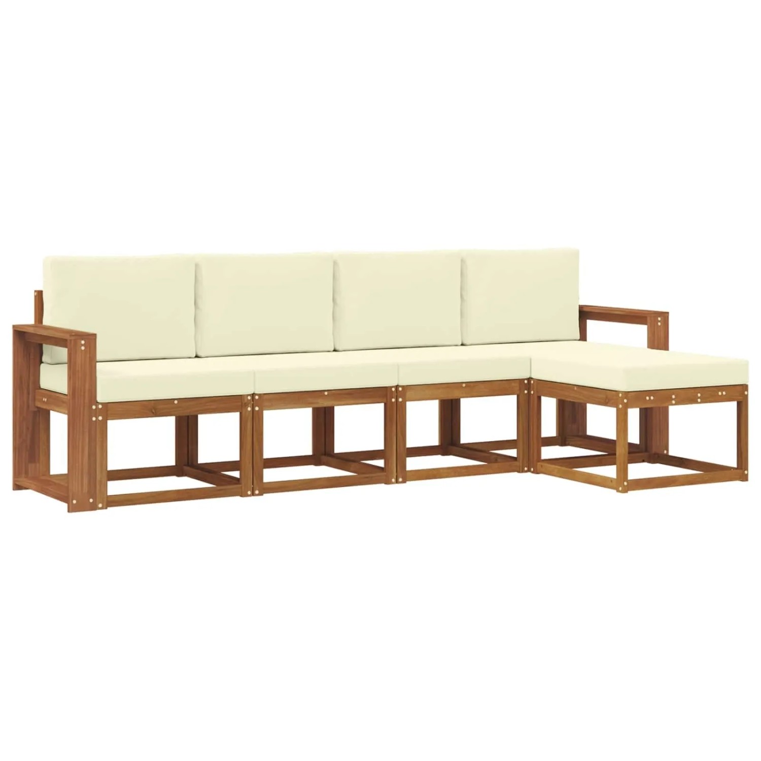 vidaXL Outdoor-Sofagarnitur 5 Stk Natur und Creme Massivholz Akazie 3366258