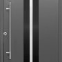 Anthrazitfarbene Sicherheits-Haustür ThermoSpace Dublin RC2 mit Glaseinsatz und Edelstahlgriff.