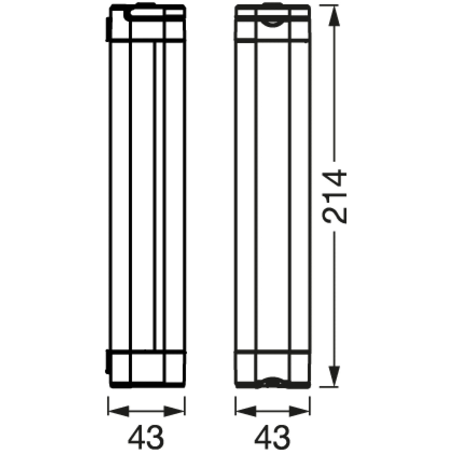 Abbildung der Osram LED-Lampe Linear Task Light mit Maßangaben.