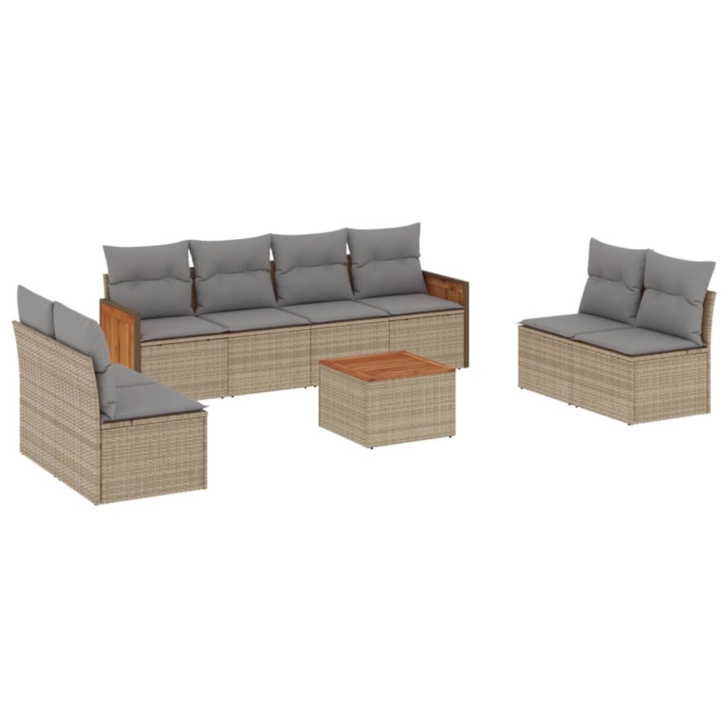 vidaXL 9-Tlg Garten-Sofagarnitur mit Kissen Beige Poly Rattan 3259980 günstig online kaufen
