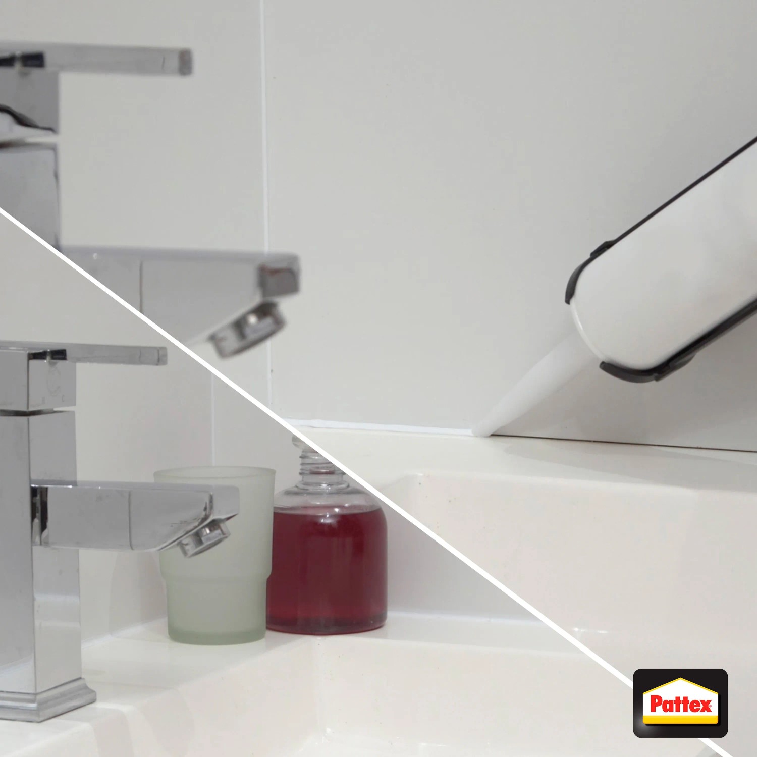 Pattex Metall Kartuschen-Pistole in Anwendung zum Kleben im Badezimmer.