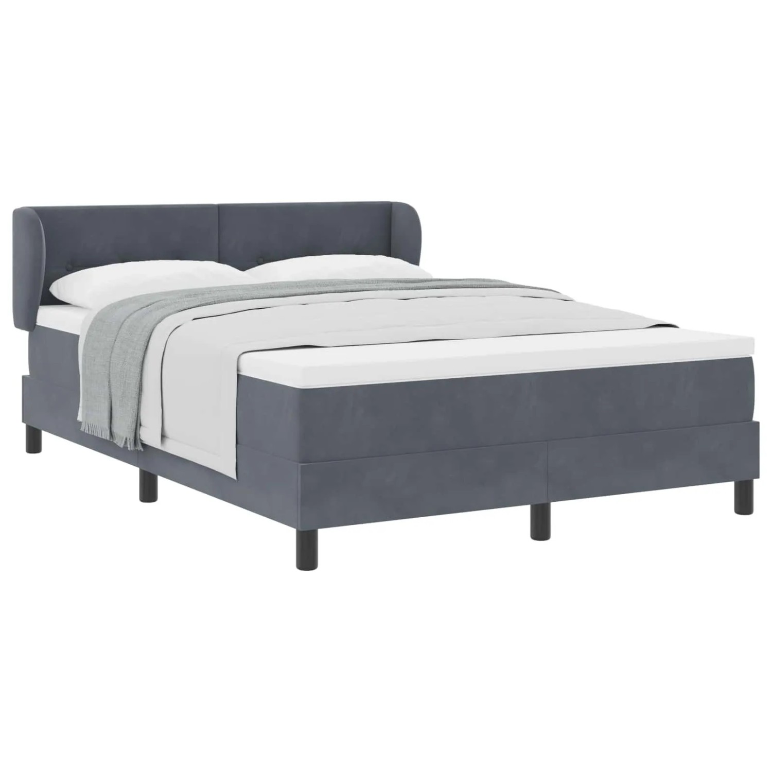 vidaXL Boxspringbett mit Matratze Dunkelgrau 140 x 190 cm Samt 3340383