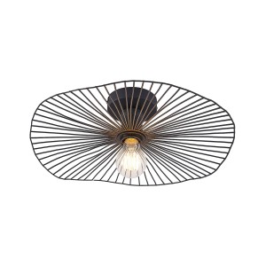 Schwarze Lindby Deckenleuchte Ruota im Retro-Stil mit E27-Fassung.