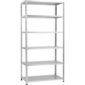 Verzinktes Metall-Steckregal mit 6 Böden, 203x100x50 cm, ideal für Keller und Garage.