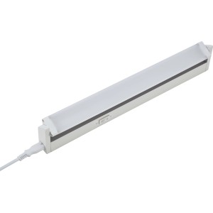 Silberne LED Unterbauleuchte (8W) mit Schalter und Kabel für Küche & Werkstatt.