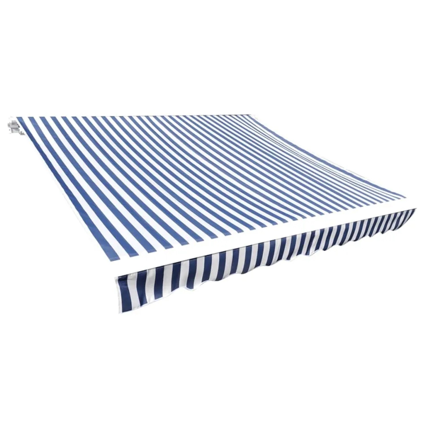 DELUKE Markisenbespannung Markisenstoff Wasserabweisend Reißfest Blau-Weiß Für 300x250cm Rahmen Markise Mit Volant Markisen Ersatzstoff