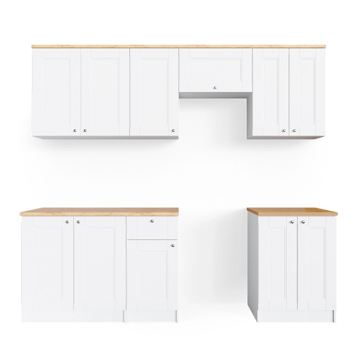 Vicco Bergamo Küchenzeile Weiß 240 cm AP GoldkraftBergamo günstig online kaufen