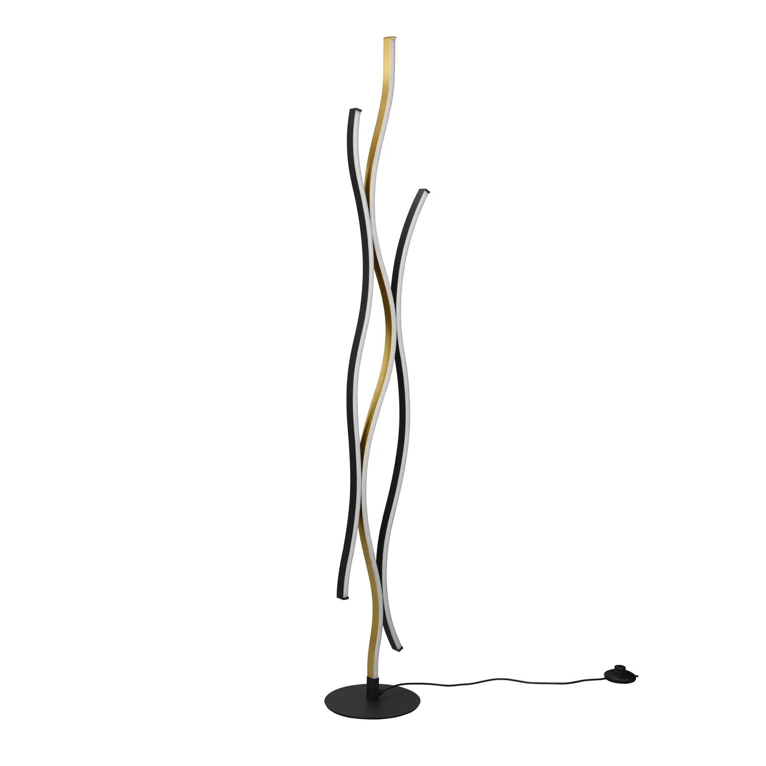 Moderne Trio LED Stehleuchte Blaze in Messing Matt und Schwarz, 138cm hoch.