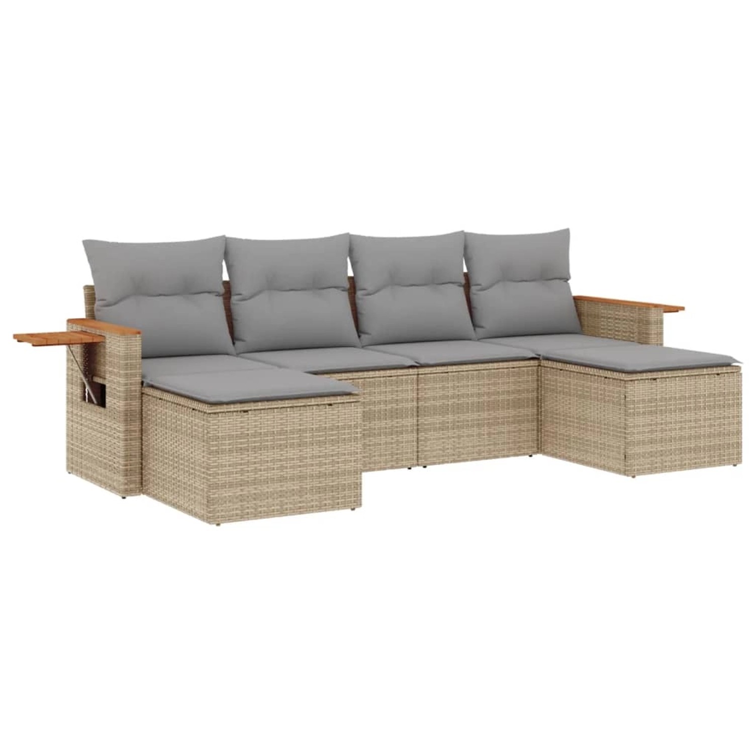 vidaXL 6-Tlg Garten-Sofagarnitur mit Kissen Beige Poly Rattan 3227060 günstig online kaufen