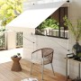 Beige Klemmmarkise 150cm mit Handkurbel für Balkon und Terrasse.