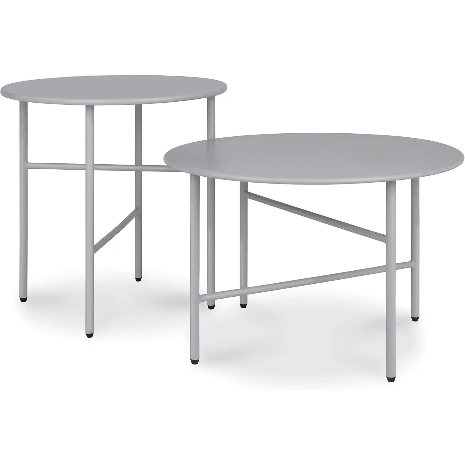 Bomoe Finn Beistelltisch Ø 44x46cm + Ø 53x36cm Grau 2tlg