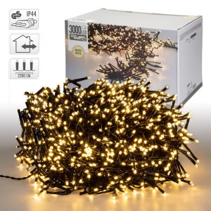 ECD Germany LED Büschel Lichterkette, 22m, 3000 warmweiße LEDs, IP44 für Weihnachtsbeleuchtung.