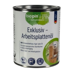 Dose Biopin Exklusiv Arbeitsplattenöl High Solid, lösemittelfrei für Holz-Arbeitsplatten und Möbel.