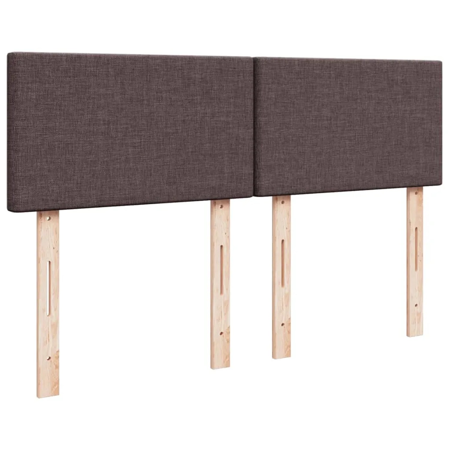 Boxspringbett vidaXL, dunkelbraun, 160x200 cm, Stoff. Bett mit Kopfteil und Holzfüßen.