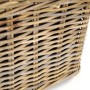 Detailansicht: Rechteckiger Kobolo Holzkorb aus Rattan, Kubu grey, mit dunklem Stoffeinsatz.