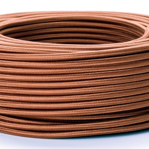 Braunes Orion Lightstyle Textilkabel, 3-adrig als Meterware für Lampen.