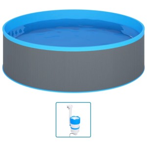 vidaXL Planschbecken mit Einhängeskimmer und Pumpe 350x90 cm Grau 3070801