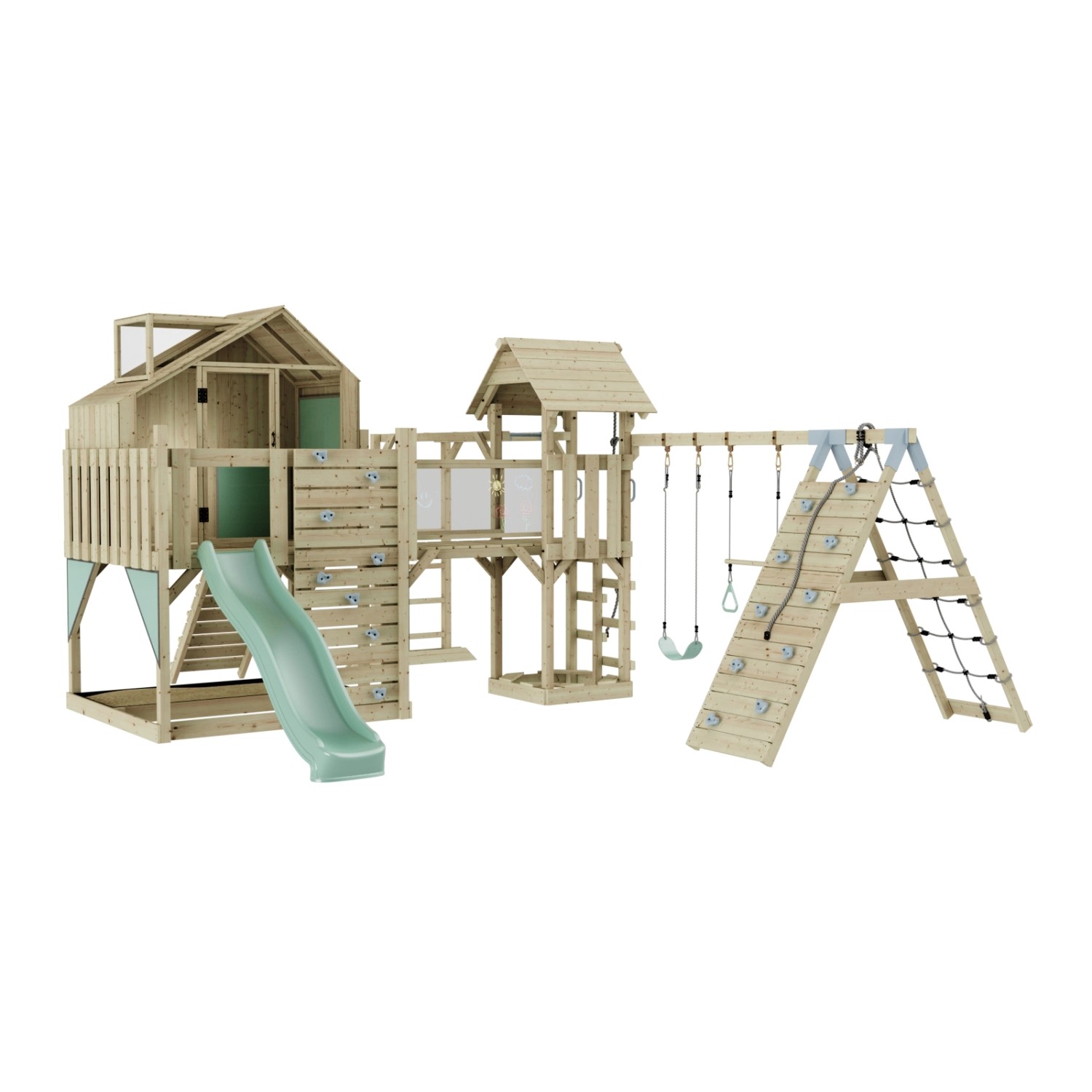 OutdoorToys Spielturm Milo mit Trapezschaukel Mintgrün günstig online kaufen