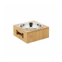 Relaxdays Hundenapf Bambus Edelstahl Natur Silber Spülmaschinengeeignet 400 ml 6 cm x 14,5 cm x 14,5 cm 240 g