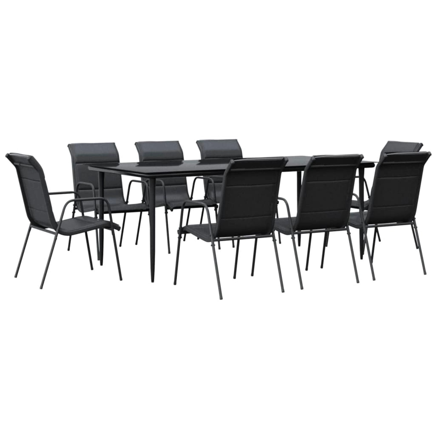 vidaXL 9-Tlg Garten-Essgruppe Schwarz Stahl und Textilene 3200709 günstig online kaufen