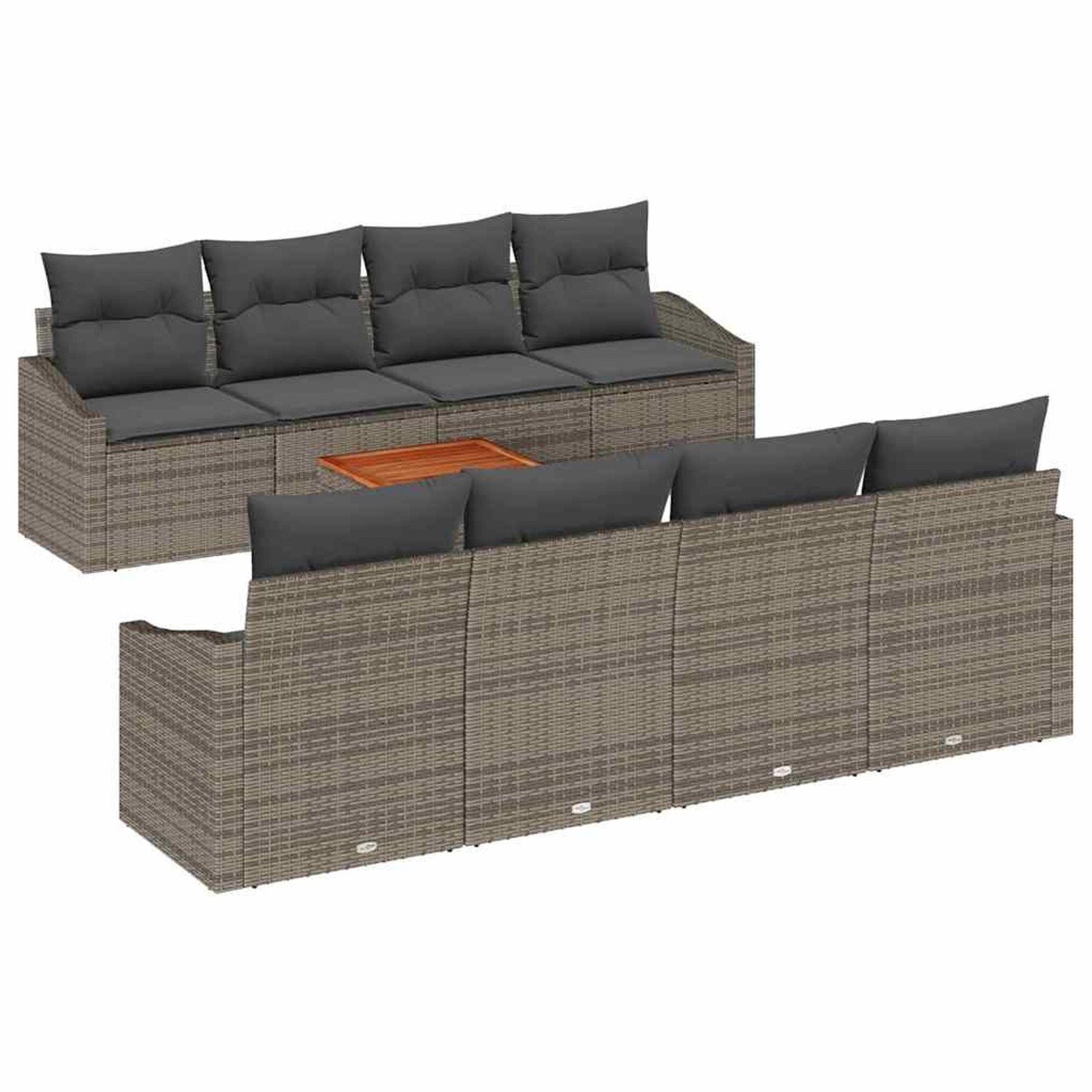 vidaXL Garten-Sofa-Set mit Kissen 9-Tlg Grau Poly Rattan 3347804 günstig online kaufen