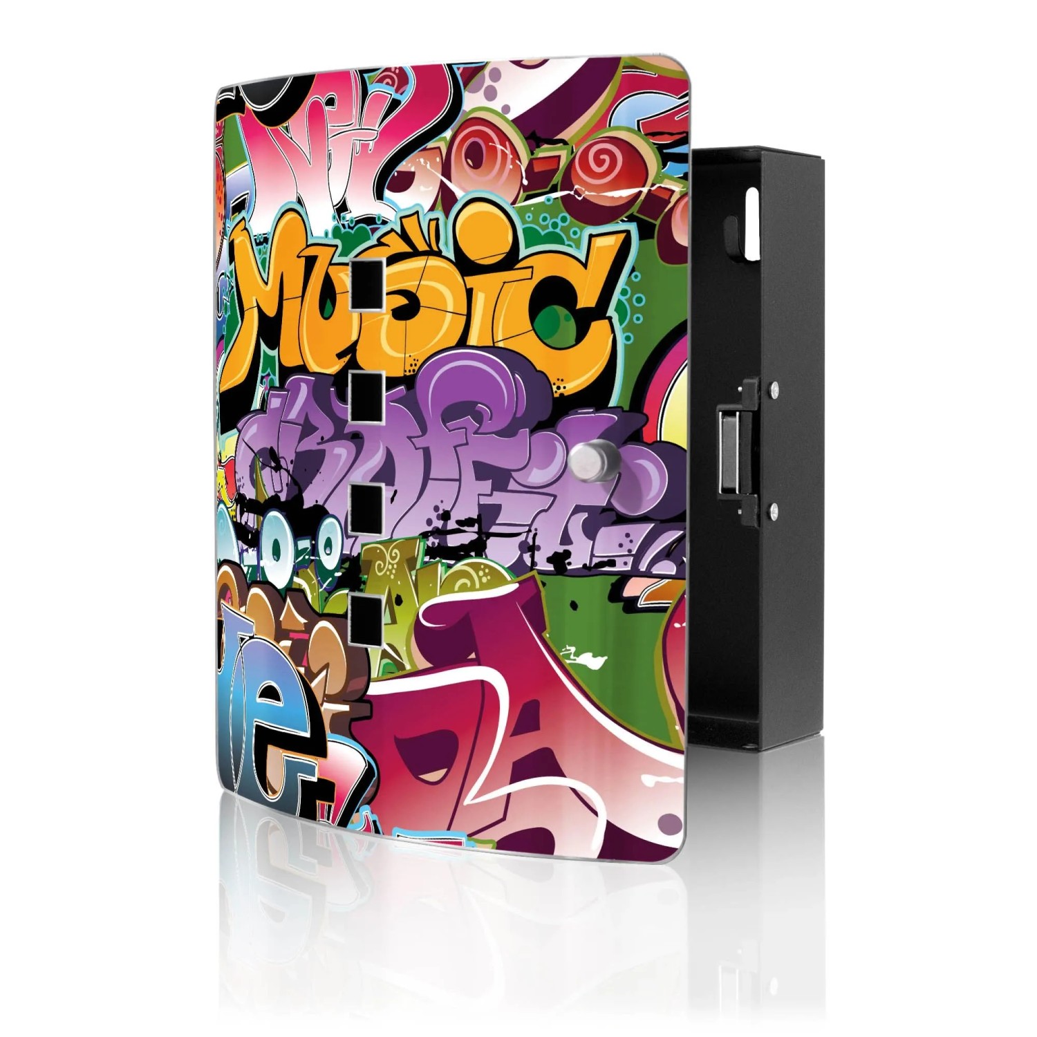 Banjado Design Schlüsselkasten Aus Edelstahl Für 10 Schlüssel 24x21,5x7cm Mit Magnetverschluss Motiv Graffiti