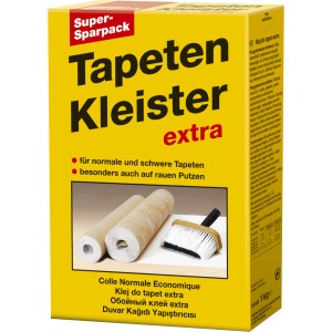 Extra Tapeten Kleister Super-Sparpack, 1 kg, für leichte und normale Papiertapeten.