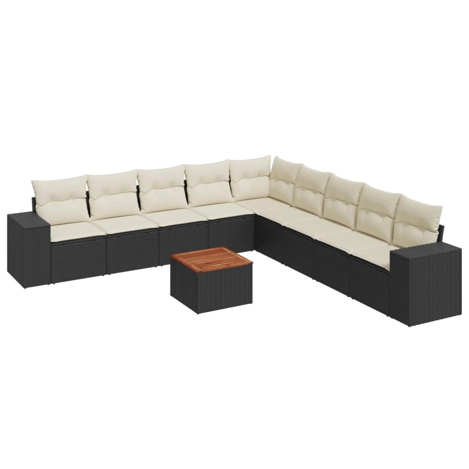 vidaXL 10-Tlg Garten-Sofagarnitur mit Kissen Schwarz Poly Rattan 3257820 günstig online kaufen