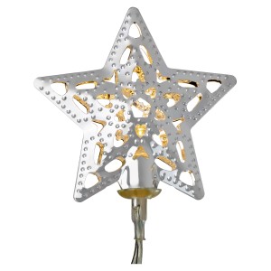 LED Lichterkette Metallstern Silber, 10 warmweiße LEDs für Innen, Detailaufnahme.
