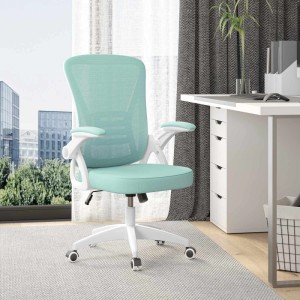 Rattantree Ergonomischer Drehstuhl mit Klapparmlehnen Höhenverstellbar Mesh Rückenlehne Grün