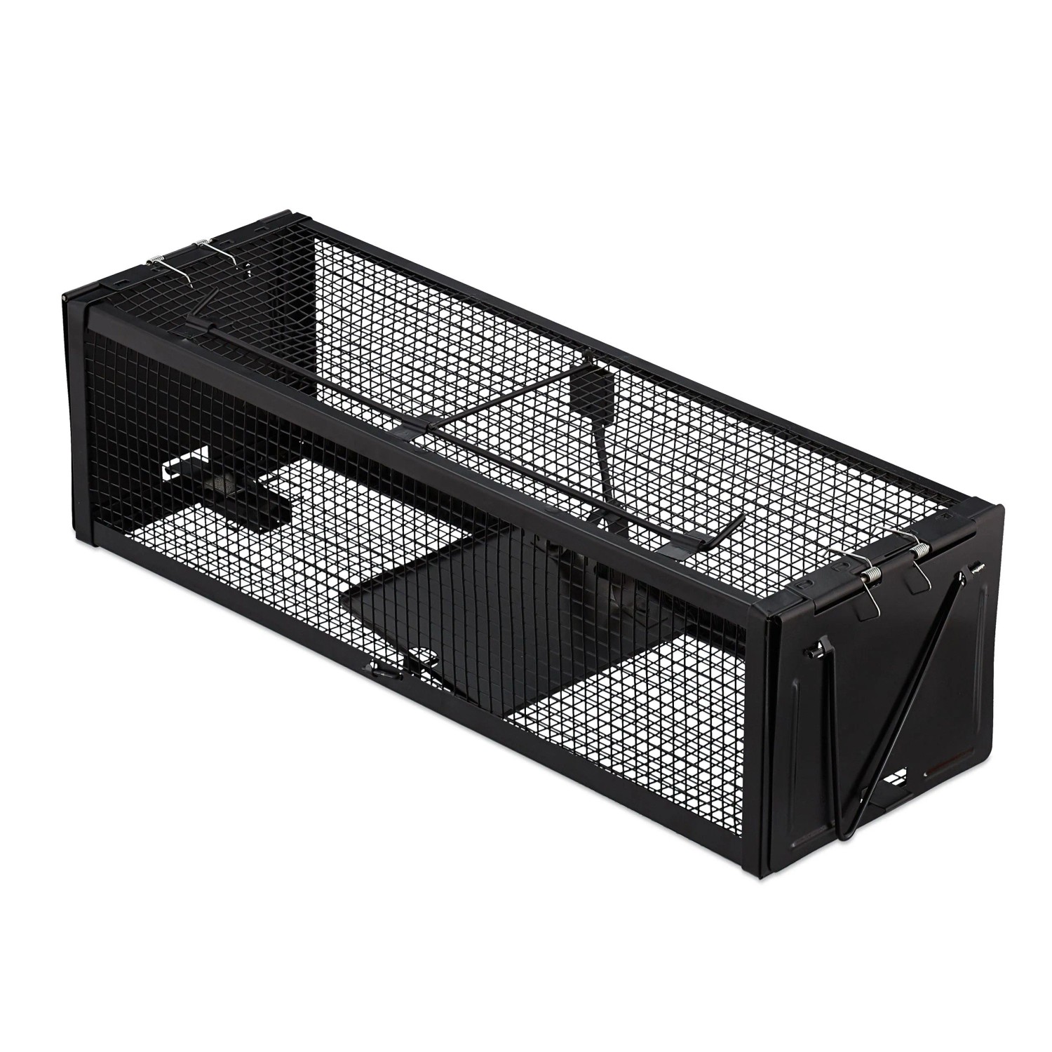 Relaxdays Lebendfalle Eisen Schwarz Wetterfest Wiederverwendbar 11 cm x 39 cm x 12,5 cm 0,6 kg