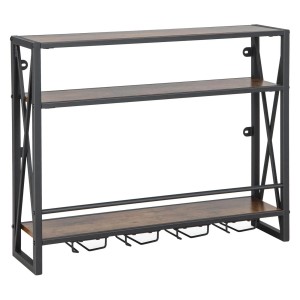 Costway Weinregal Wand 3 Ebenen 4 Weingläser Industrial
