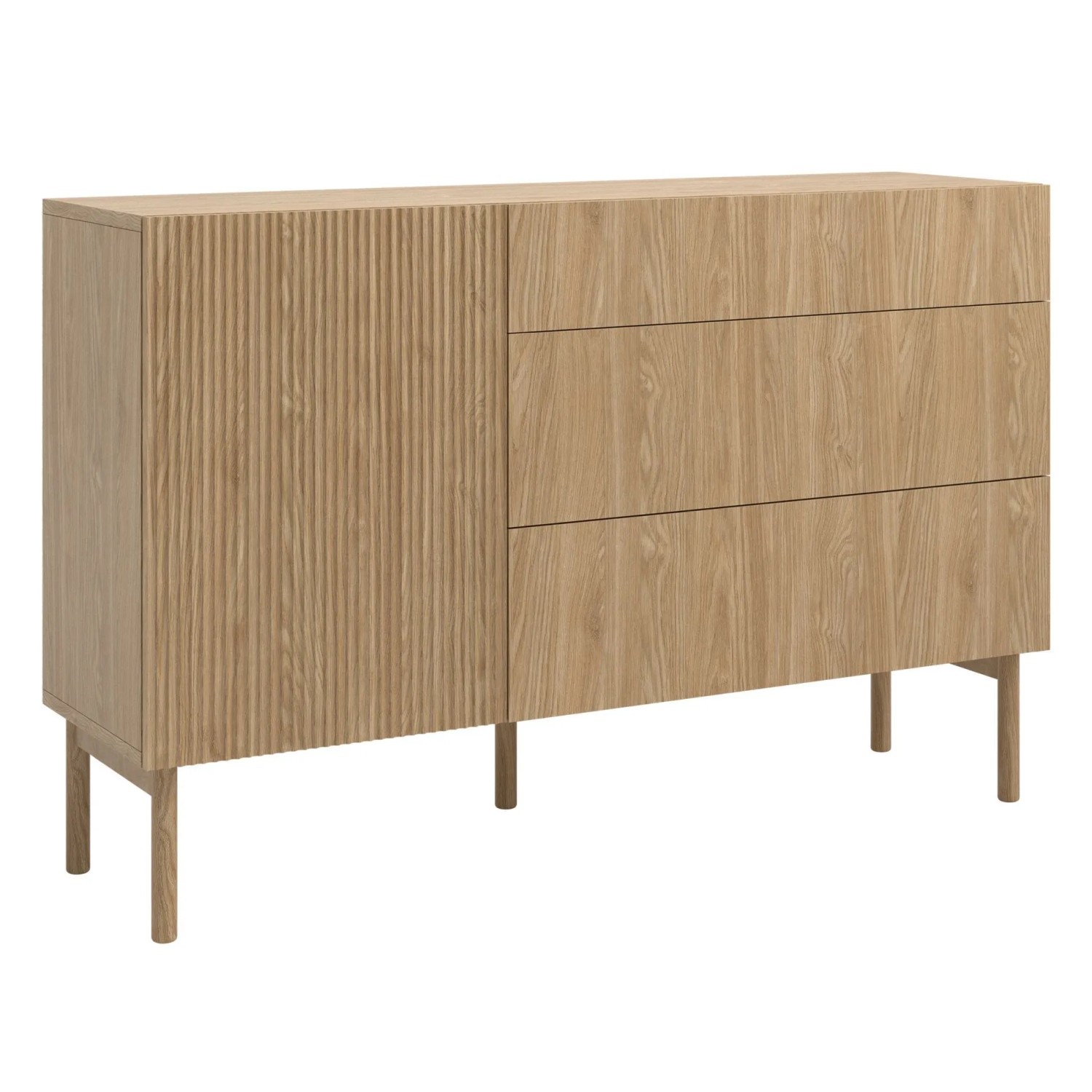 Selsey Sideboard Nolie Eintürig mit Drei Schubladen 140 cm Geölte Eiche
