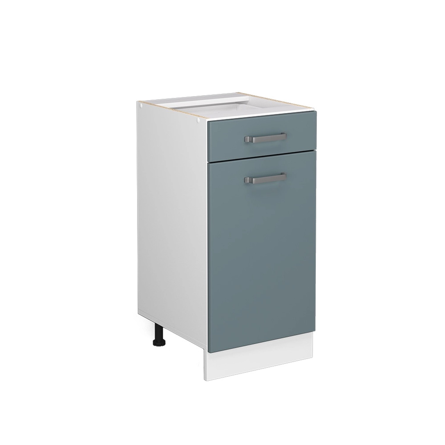 Vicco Küchenunterschrank R-Line Schubladenschrank für die Küche Blau-Grau 40 cm ohne Arbeitsplatte mit Weiß Korpus