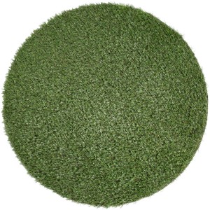 Runder, grüner Andiamo Kunstrasen-Teppich Sansibar mit kurzem Flor, Durchmesser 133 cm.