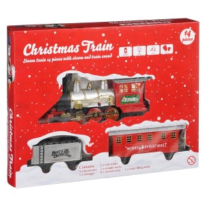 House of Seasons Weihnachtseisenbahn, 14-teilig mit Dampf, Sound und Zubehör im Karton.