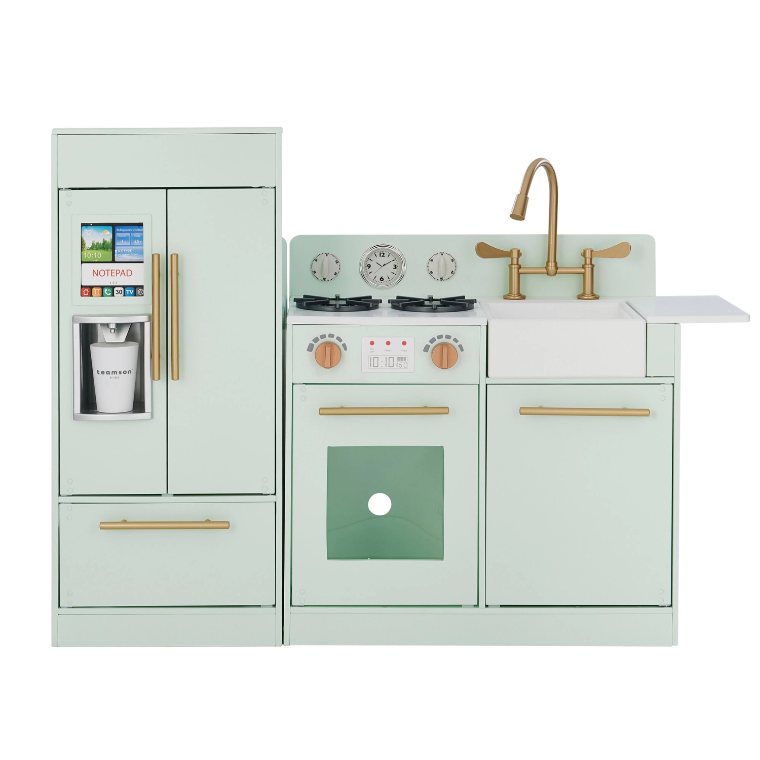 Teamson Kids Little Chef Charlotte Moderne Spielküche mit Zubehör Mint Gold günstig online kaufen