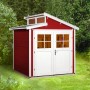 Weka Holz-Gartenhaus 226 in Schwedenrot mit Doppeltür und Pultdach.