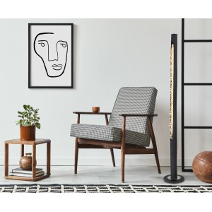 Moderne LED-Stehlampe Felicitas in Schwarz matt mit Acrylkristallen, 151 cm hoch.