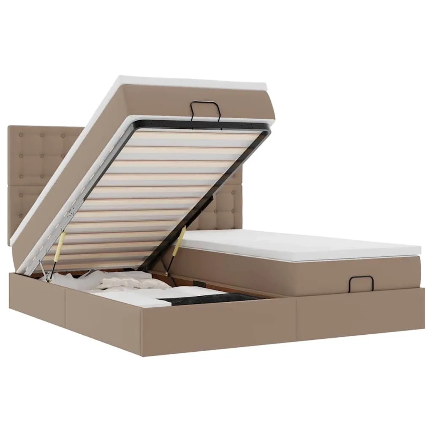 vidaXL Ottoman-Bett mit Matratzen Cappuccino 180x200cm Kunstleder 3313658